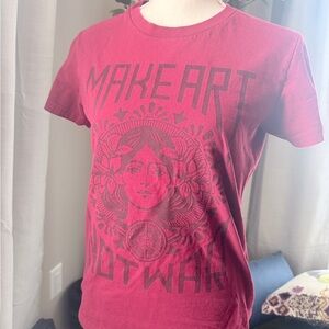 Obey Propaganda Make Art Not War Graphic T-Shirt - Red Medium